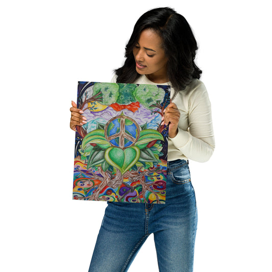 Grow Peace Color Pencil Print on Metal