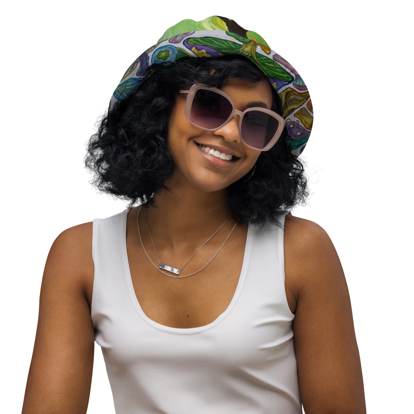 Trees and Fungus reversible bucket hat