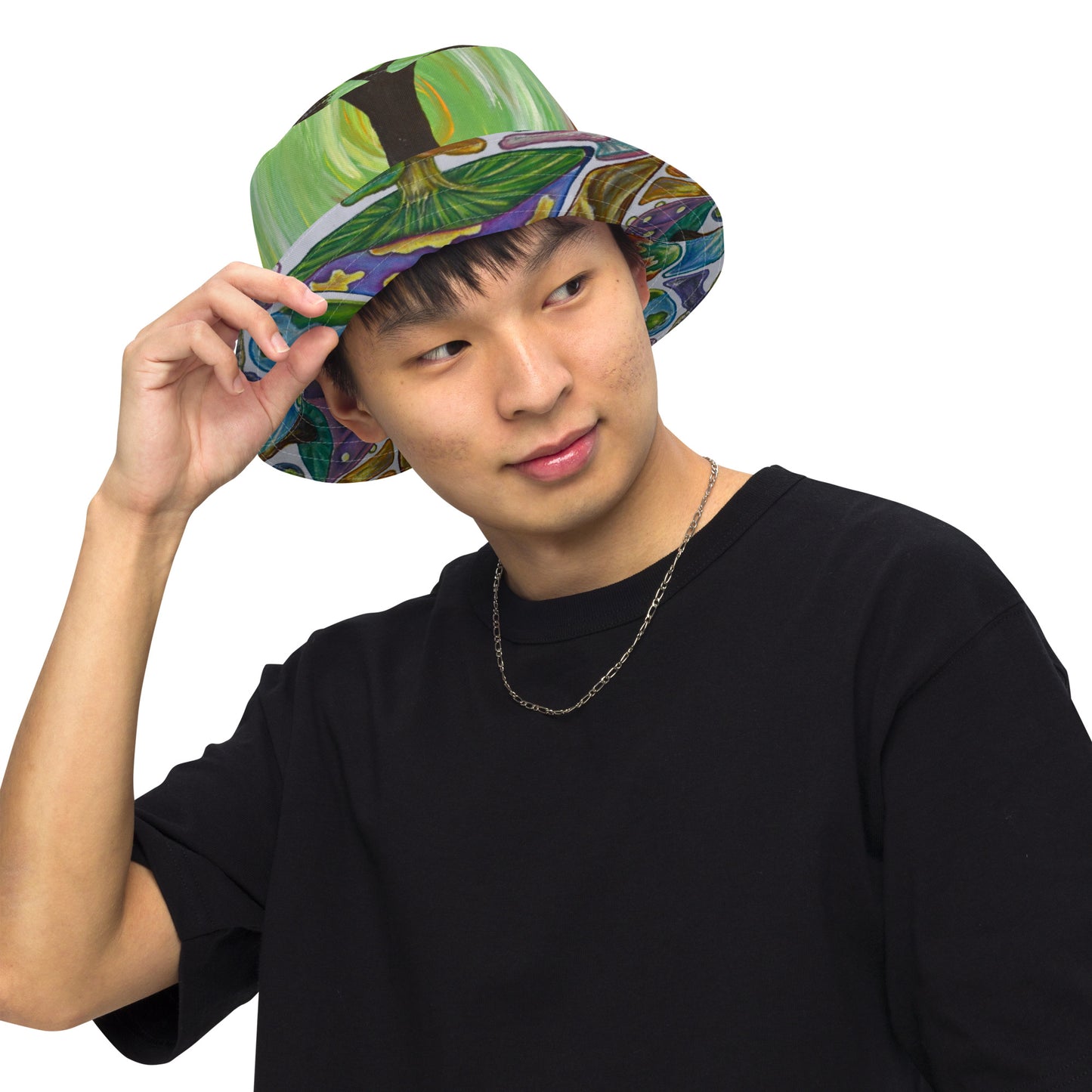 Trees and Fungus reversible bucket hat