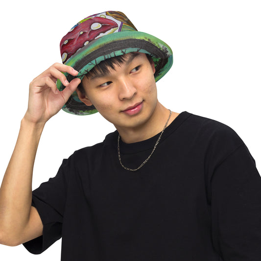 Trees and Fungus reversible bucket hat