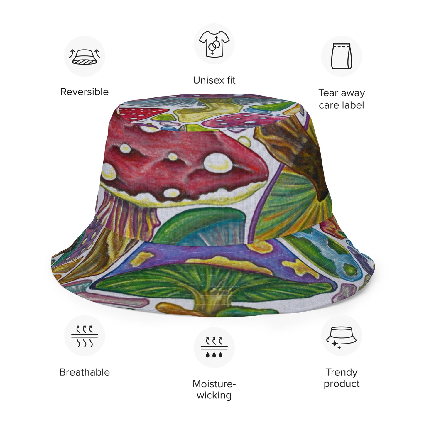 Trees and Fungus reversible bucket hat