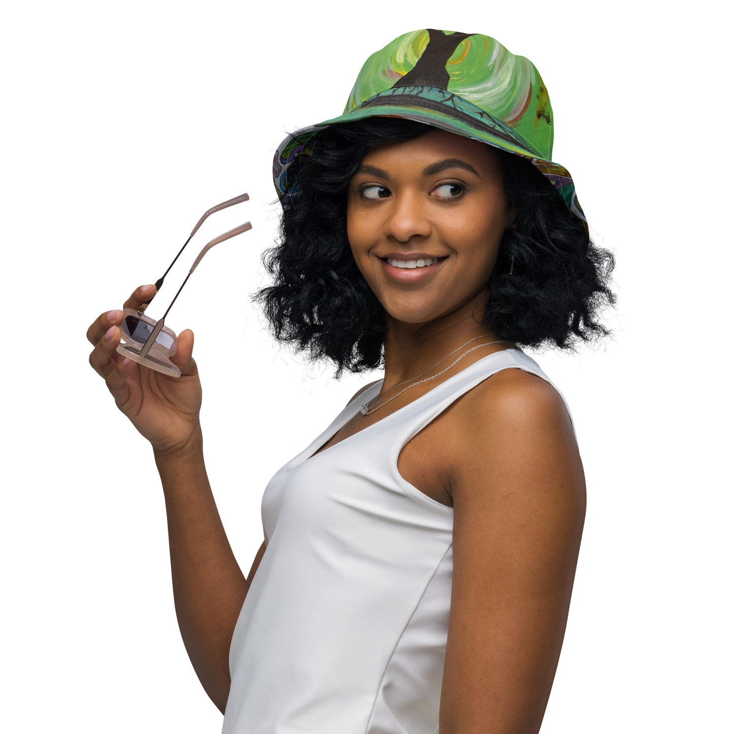 Trees and Fungus reversible bucket hat