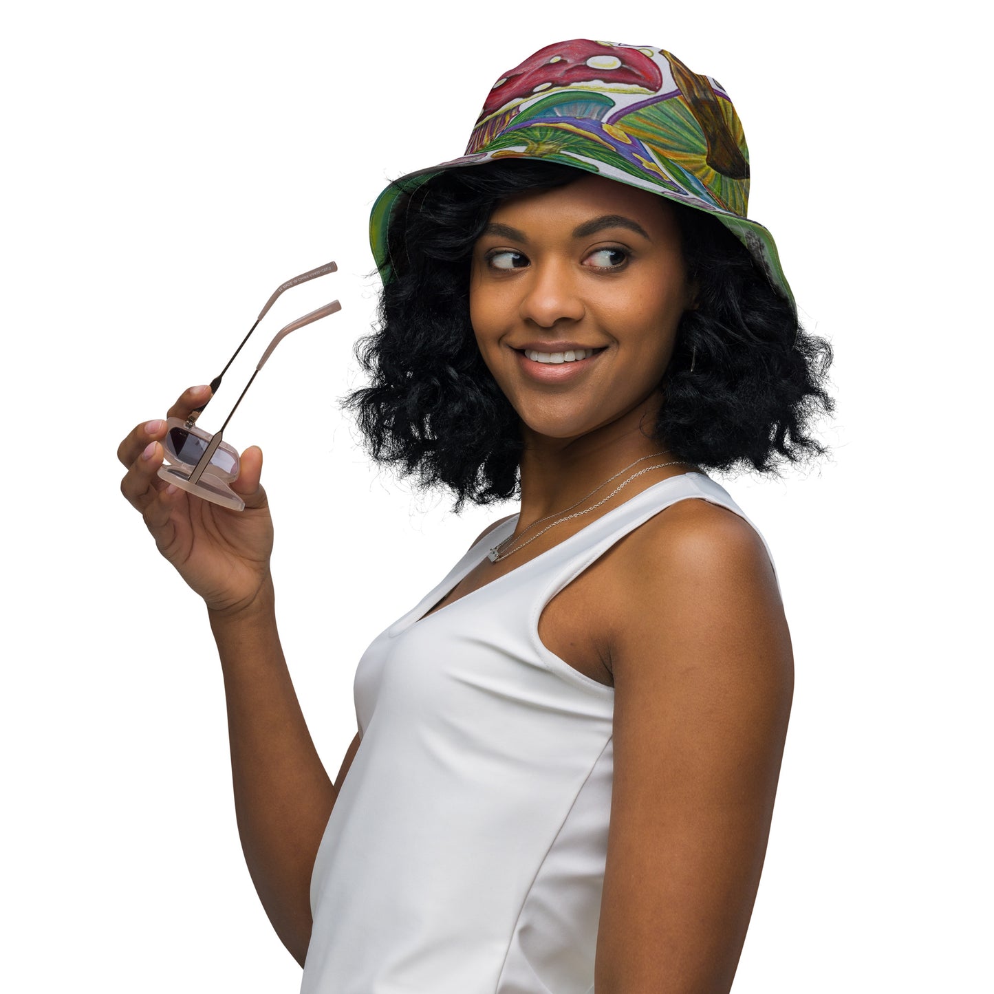 Trees and Fungus reversible bucket hat