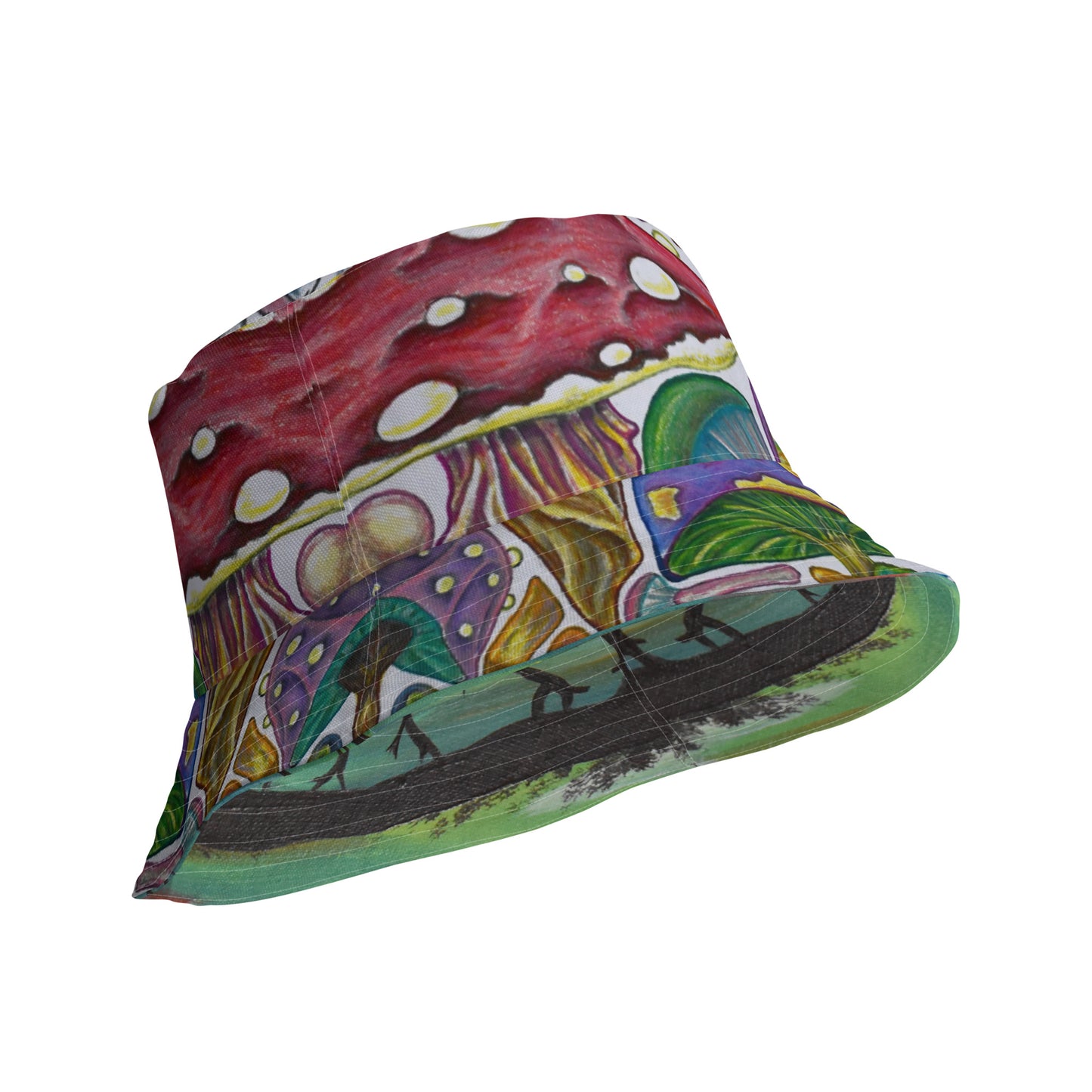 Trees and Fungus reversible bucket hat