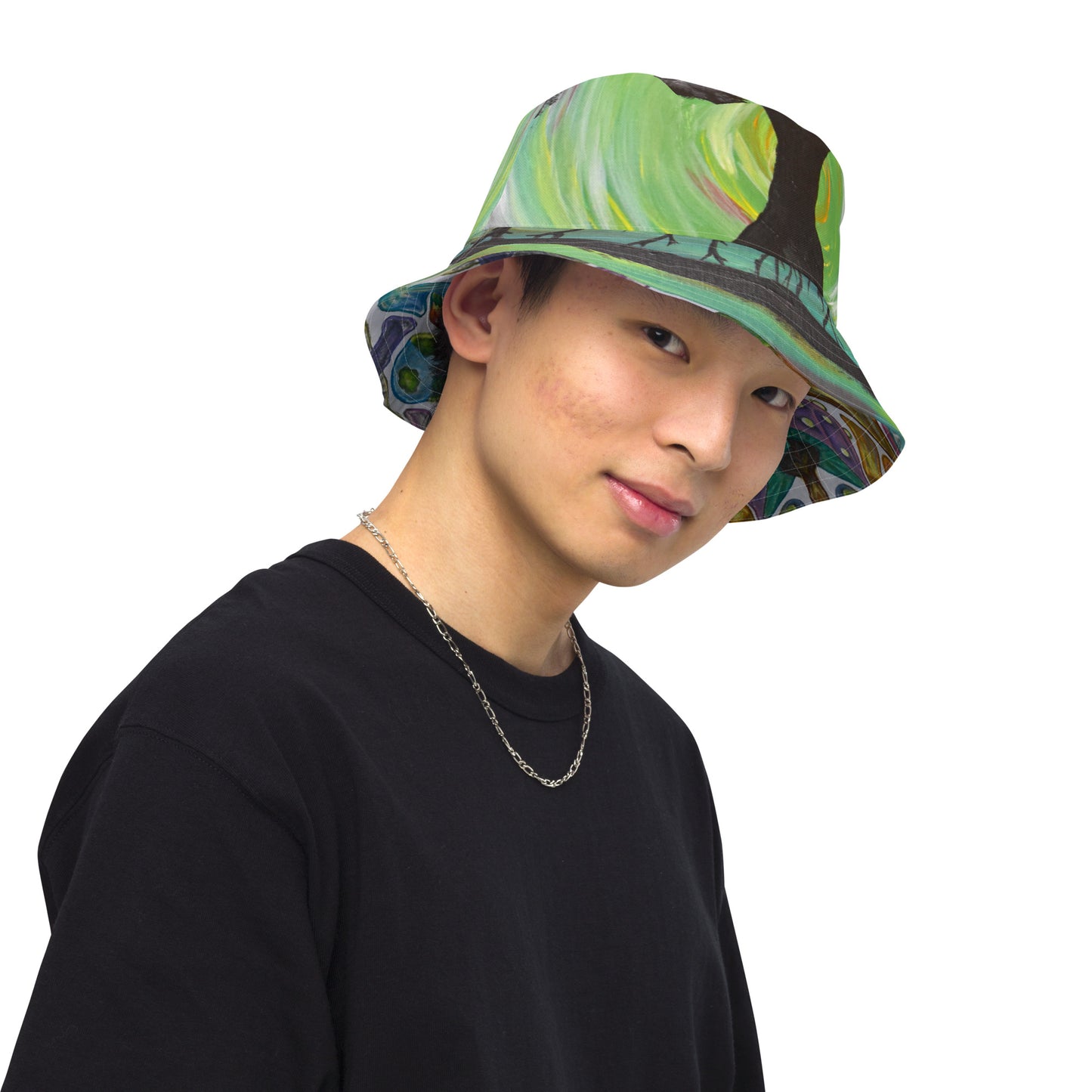 Trees and Fungus reversible bucket hat