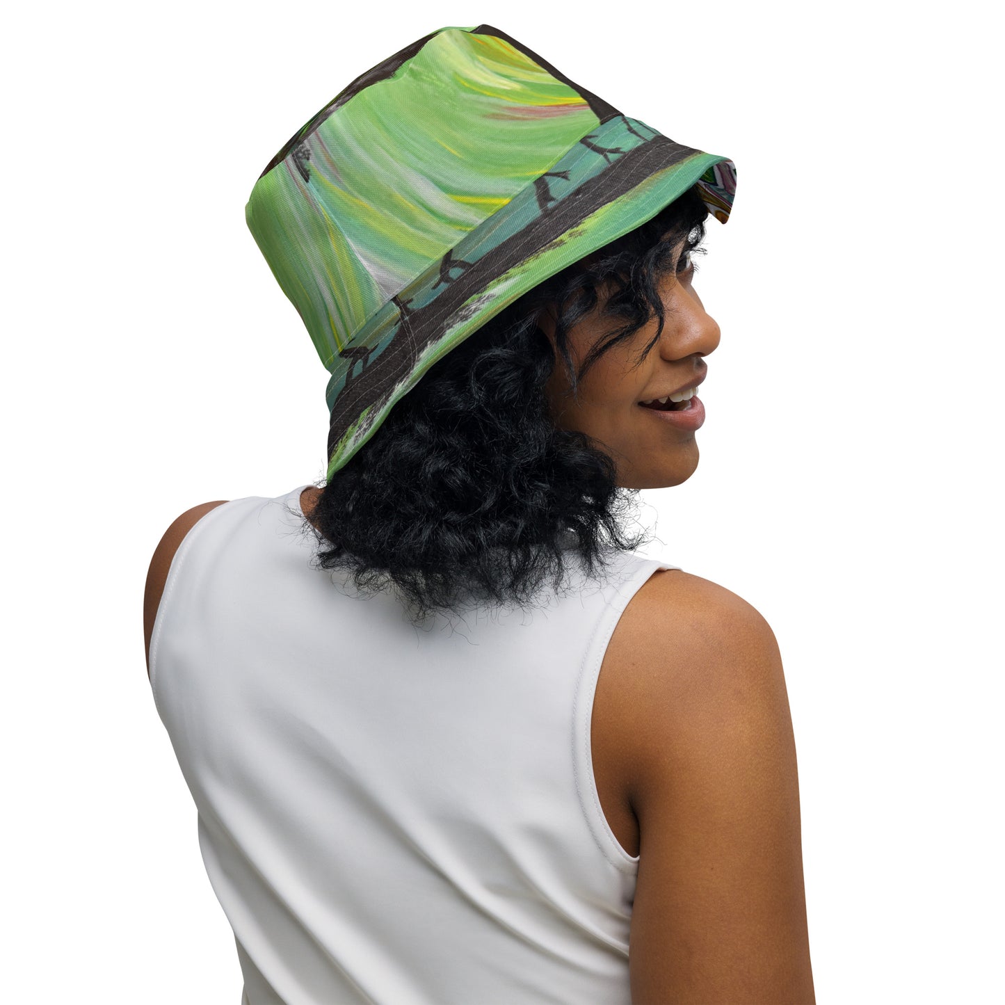 Trees and Fungus reversible bucket hat