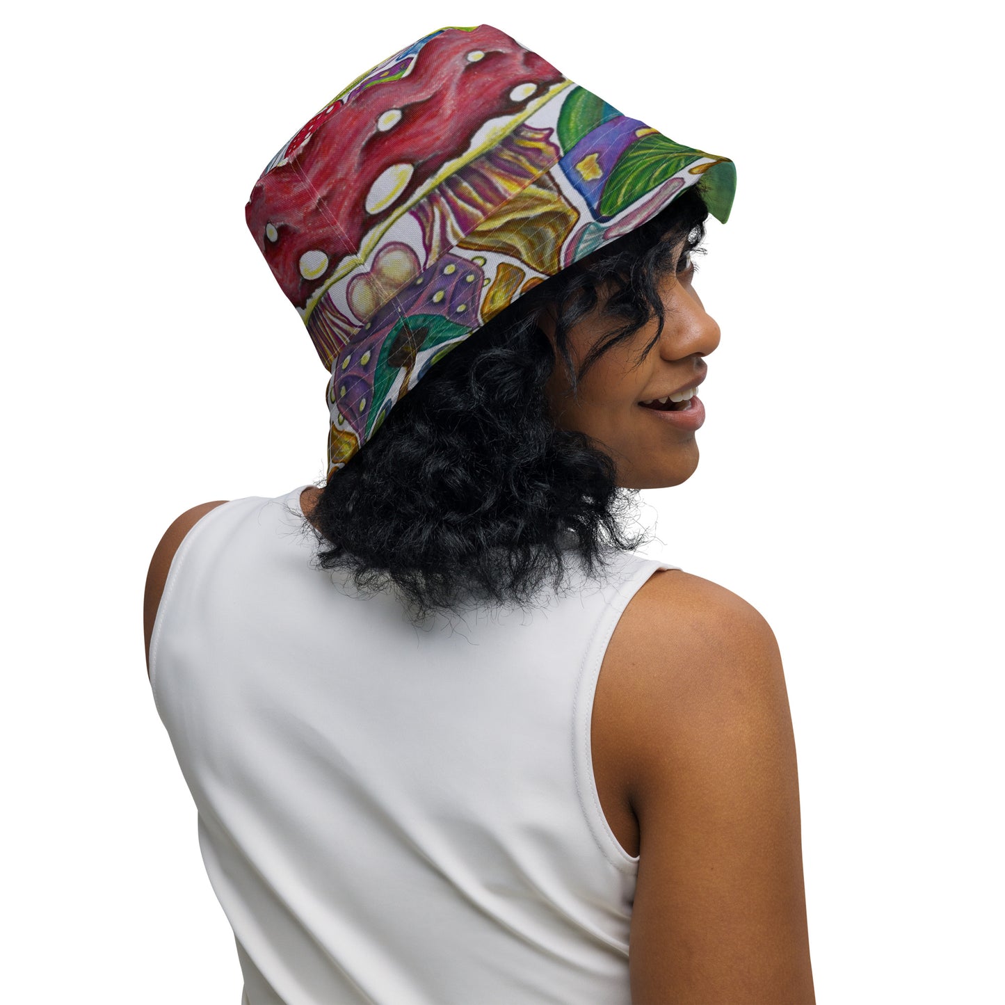 Trees and Fungus reversible bucket hat