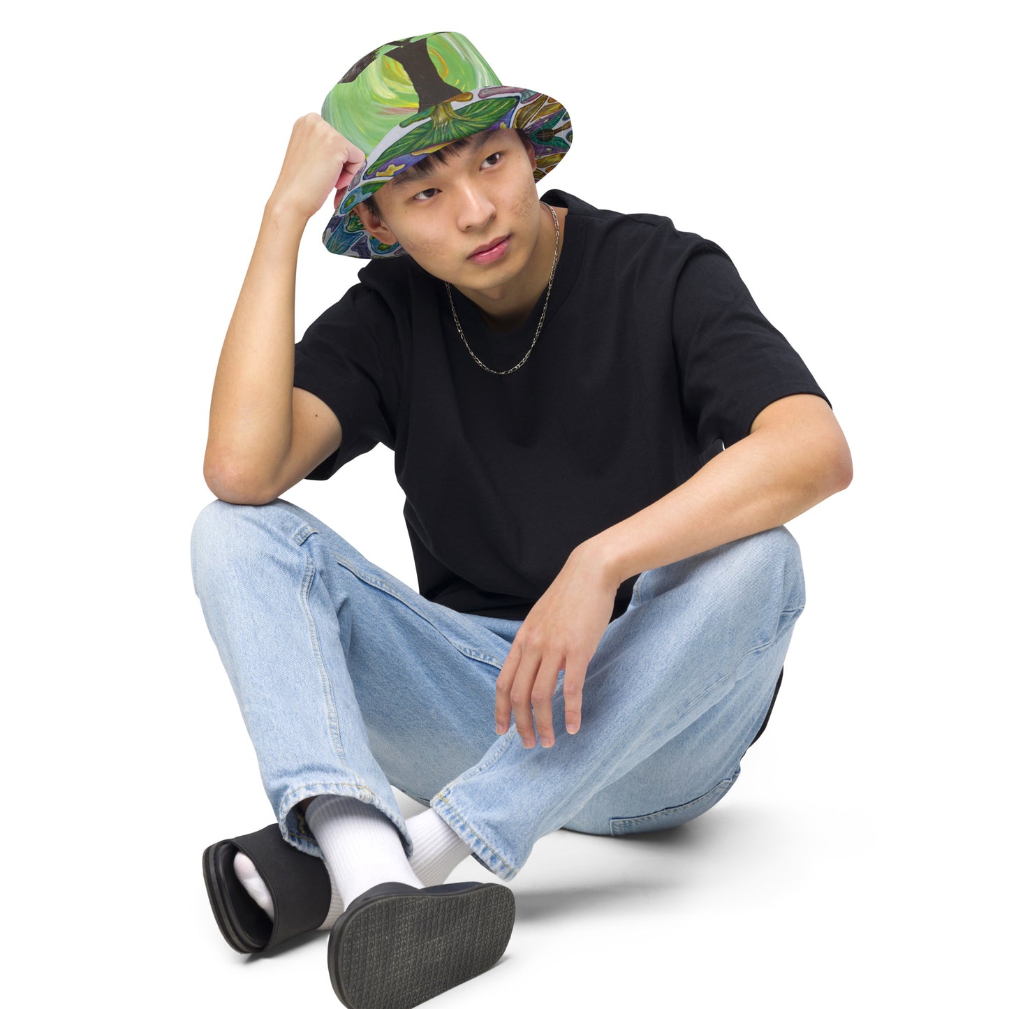 Trees and Fungus reversible bucket hat