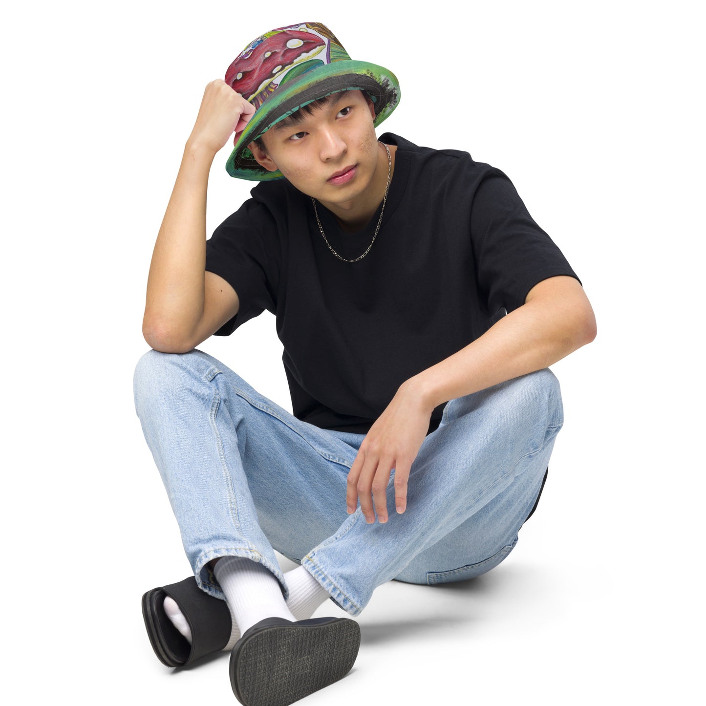 Trees and Fungus reversible bucket hat