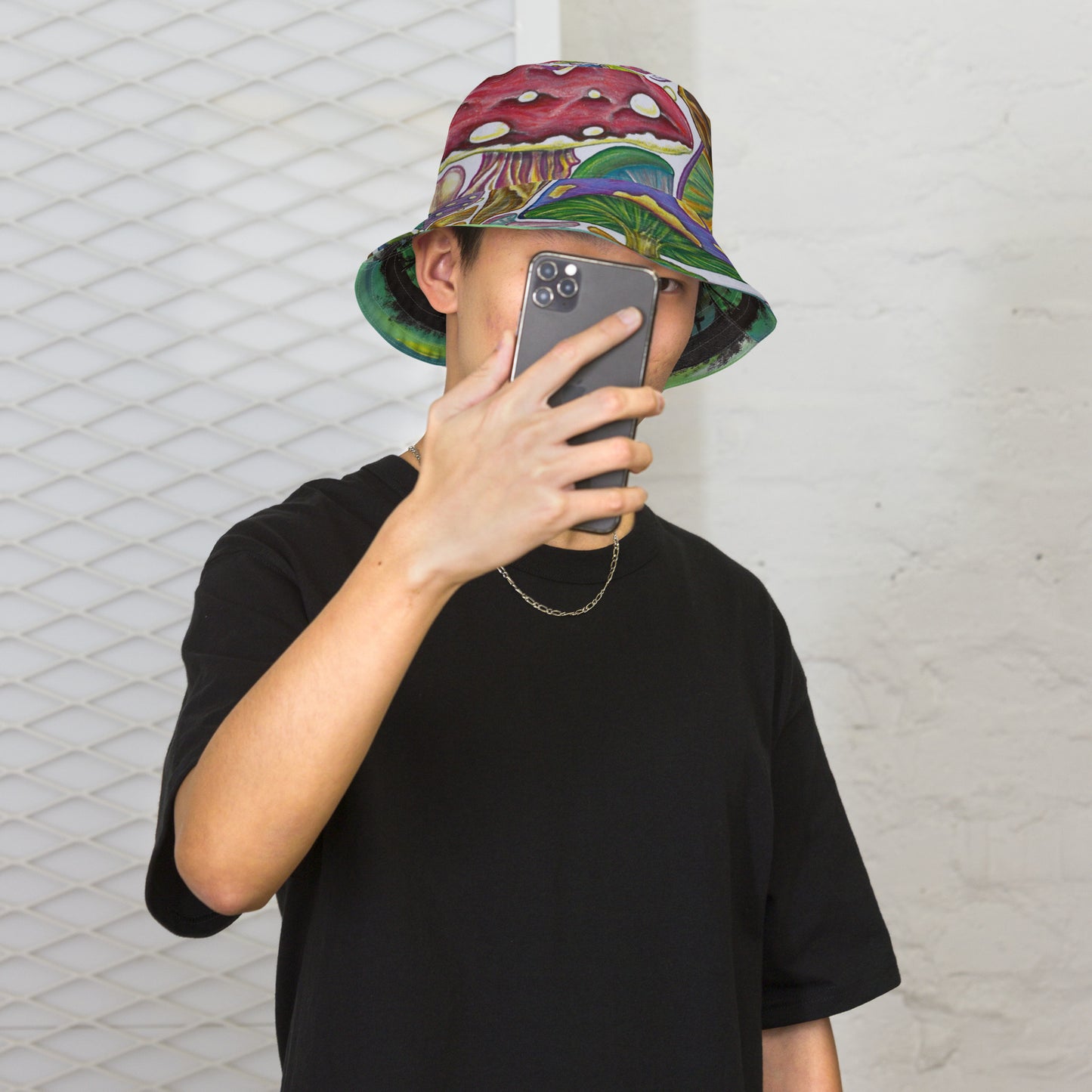 Trees and Fungus reversible bucket hat
