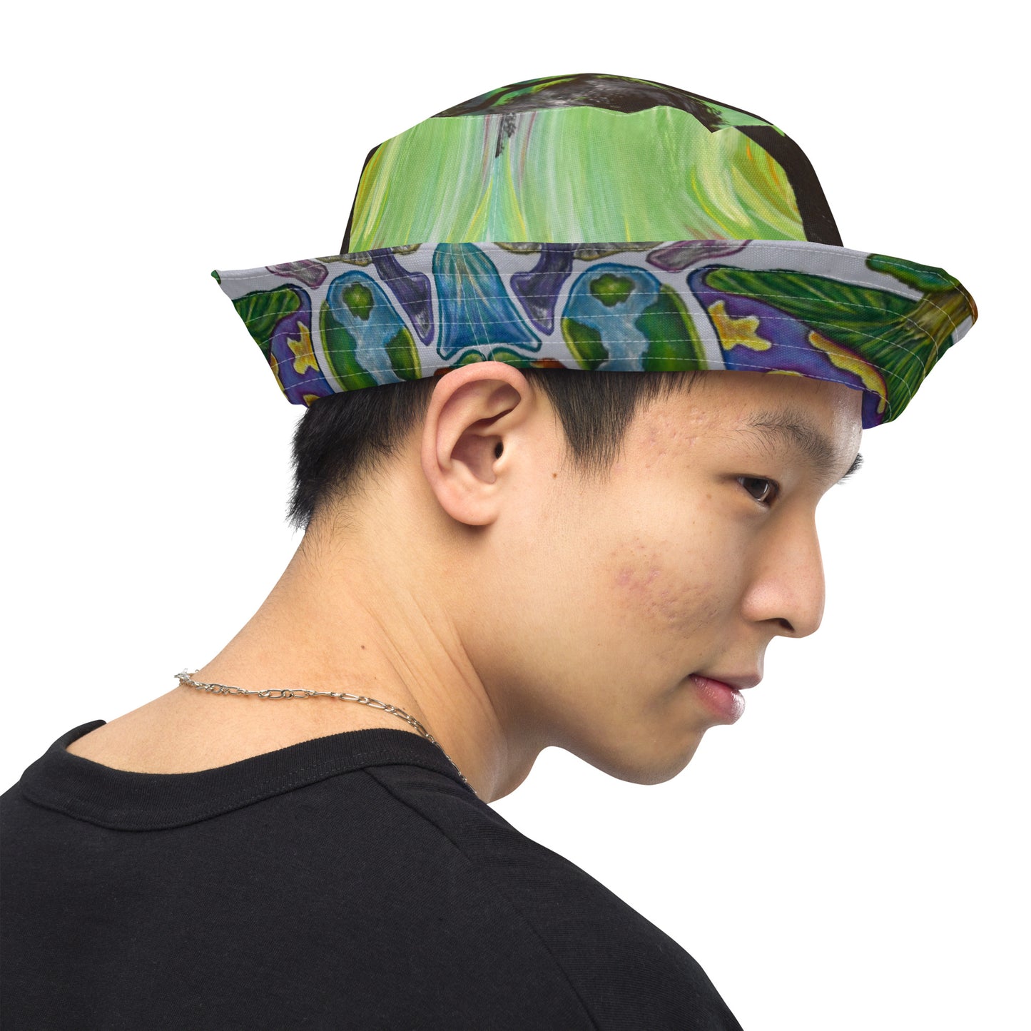 Trees and Fungus reversible bucket hat