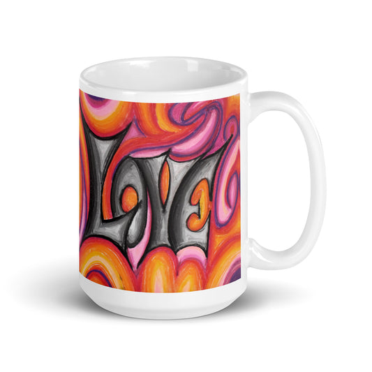 Love White glossy mug